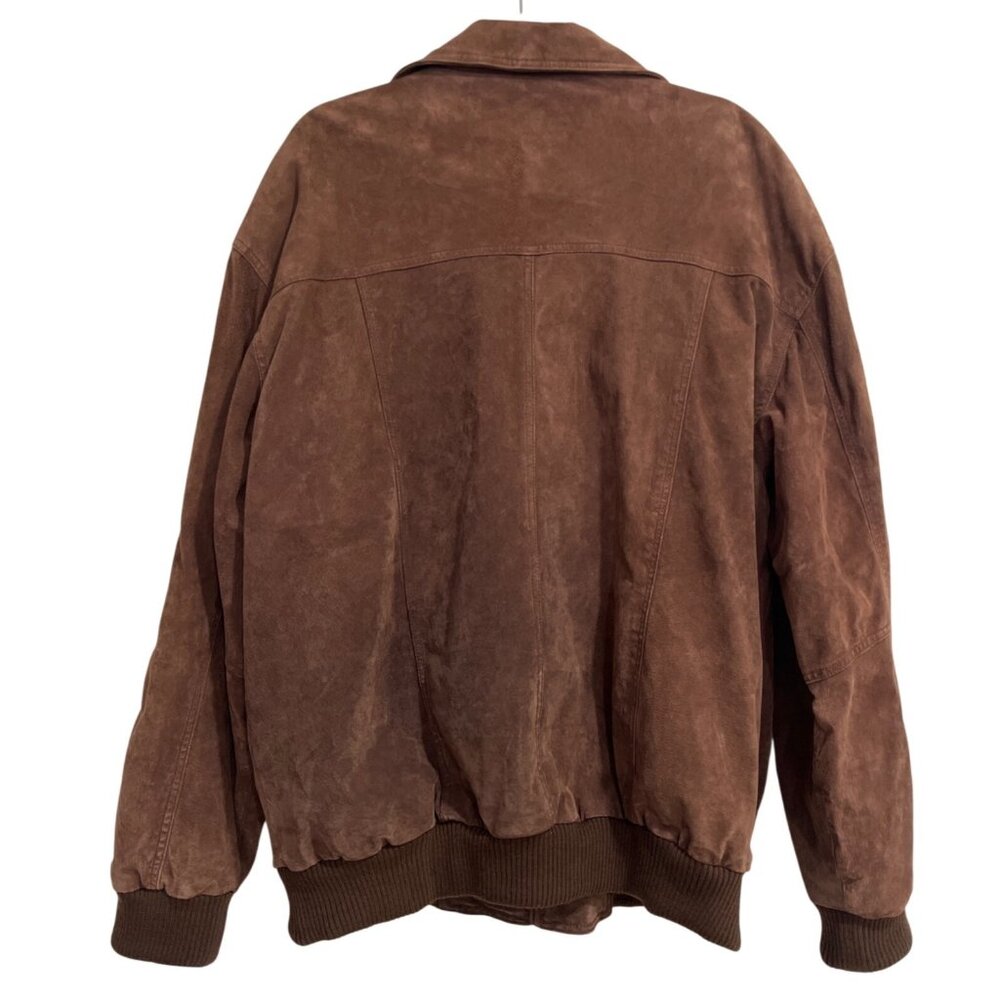 Norm Thompson Suede Leather Brown Flight Bomber Jacket Quited-Lining Vintage XL - Picture 2 of 8